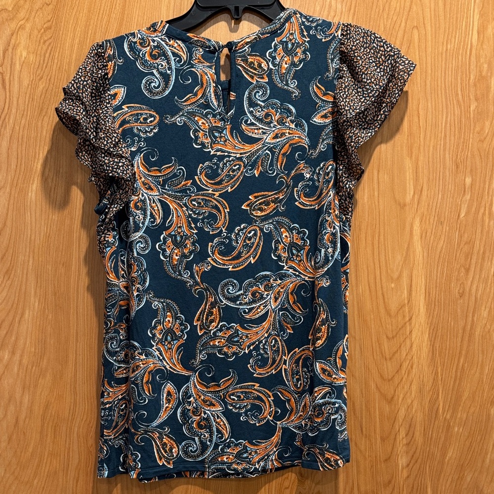 Daniel Rainn Navy and Orange Paisley Blouse - Picture 5 of 6